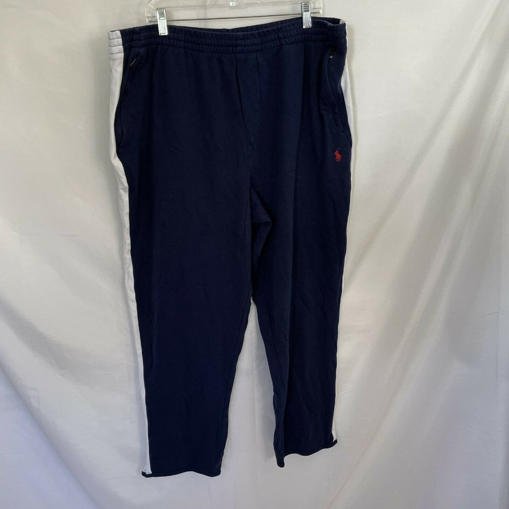 Polo Ralph Lauren Navy w/ White Leg Stripe Sweatpants Men's 2XB Big & Tall EUC - Picture 1 of 5